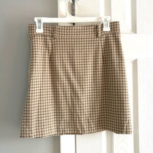 H&M Divided Tan Plaid Mini Skirt